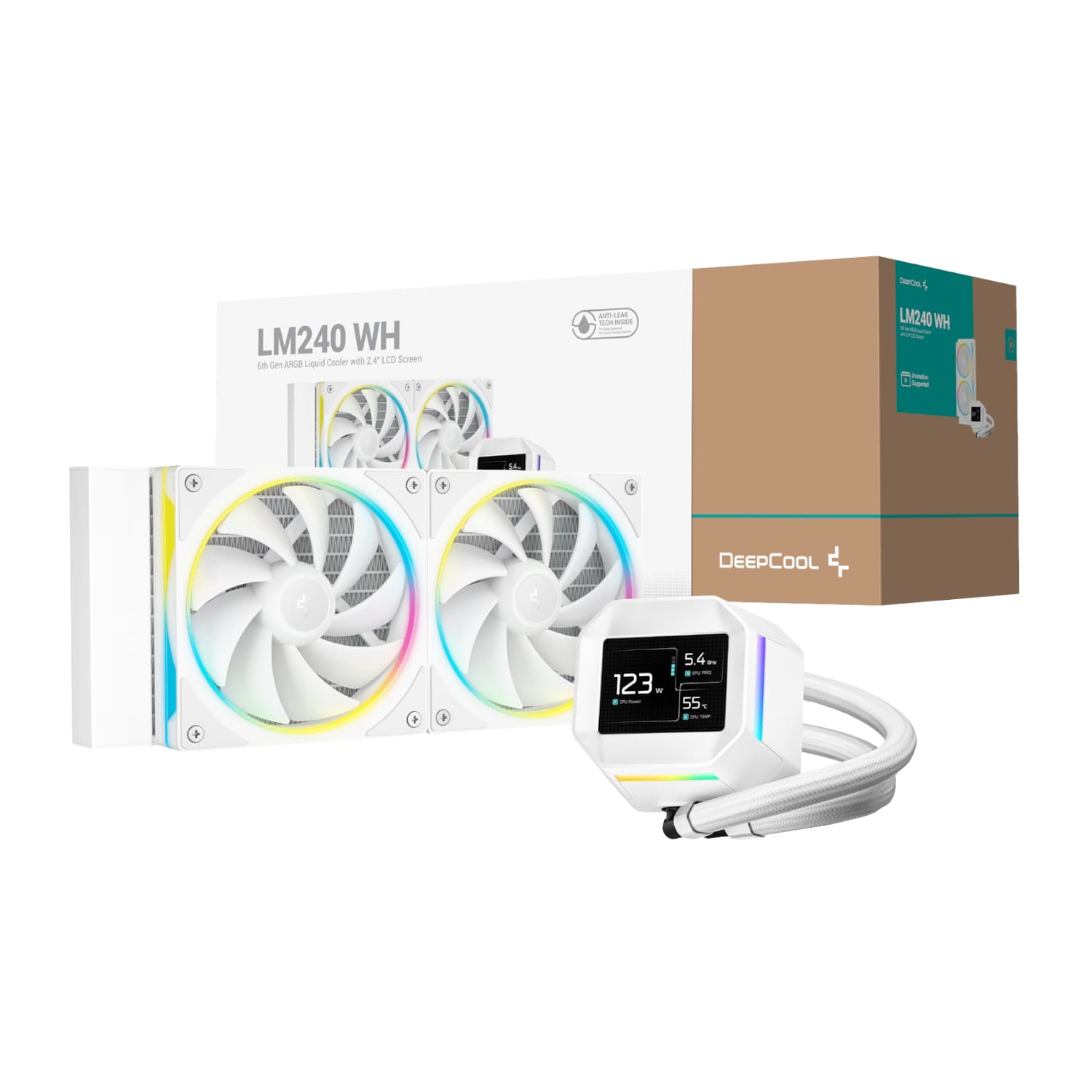 DeepCool LM240 ARGB 240mm AiO CPU Liquid Cooler - White — image 1