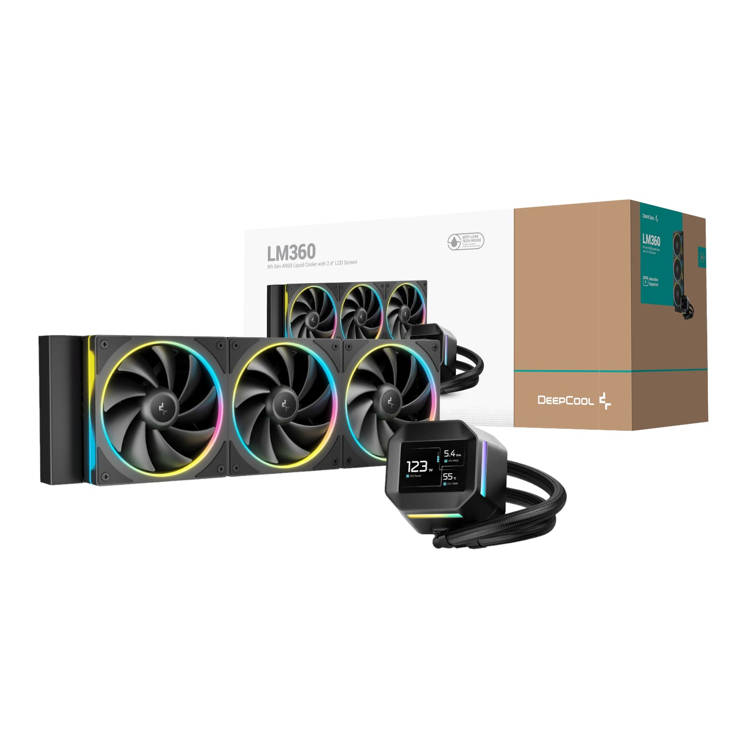 DeepCool LM360 ARGB 360mm AIO CPU Liquid Cooler - Black — image 1