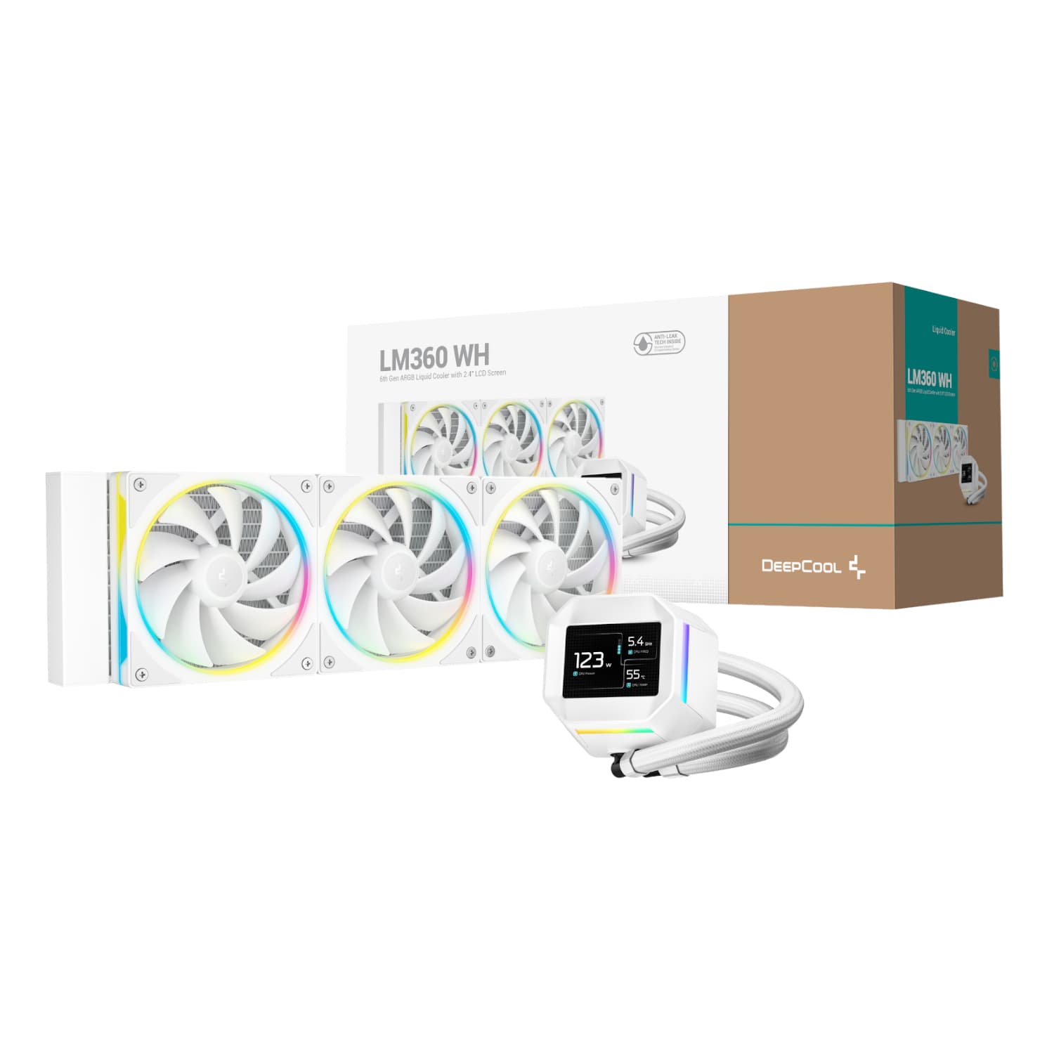 DeepCool LM360 ARGB 360mm AIO CPU Liquid Cooler - White — image 1