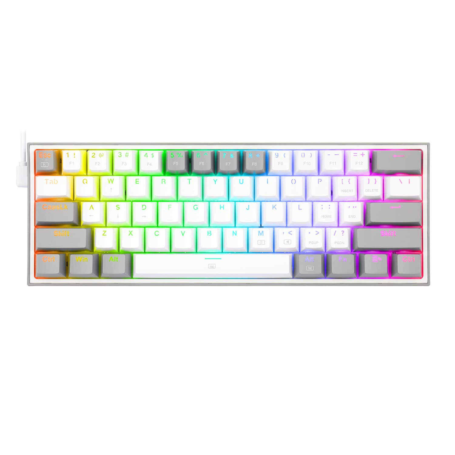 Redragon K617 FIZZ 60% Wired RGB Gaming Keyboard - White/Grey — image 1