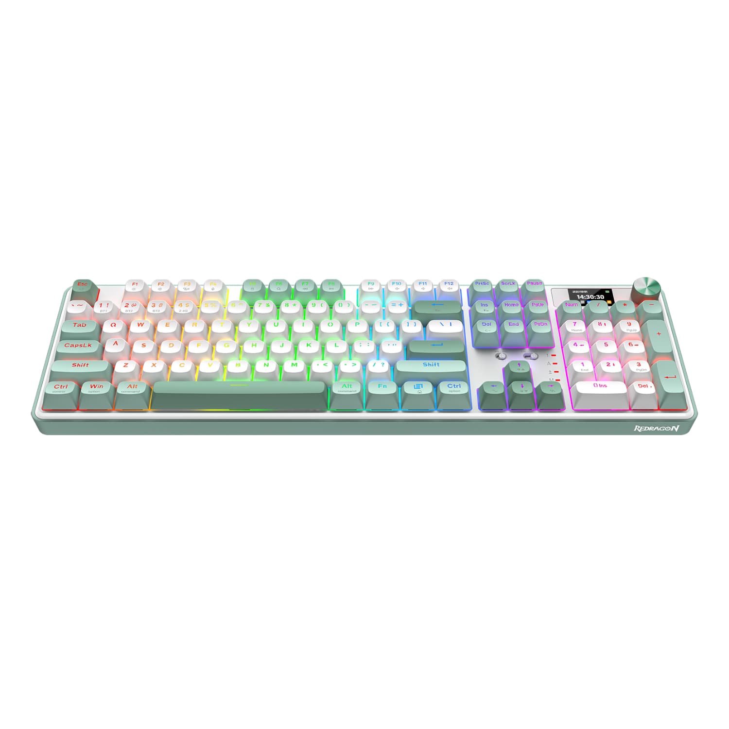 Redragon WYVERN K761 Pro Full-size RGB Wireless Mechanical Gaming Keyboard - White/Green — image 1