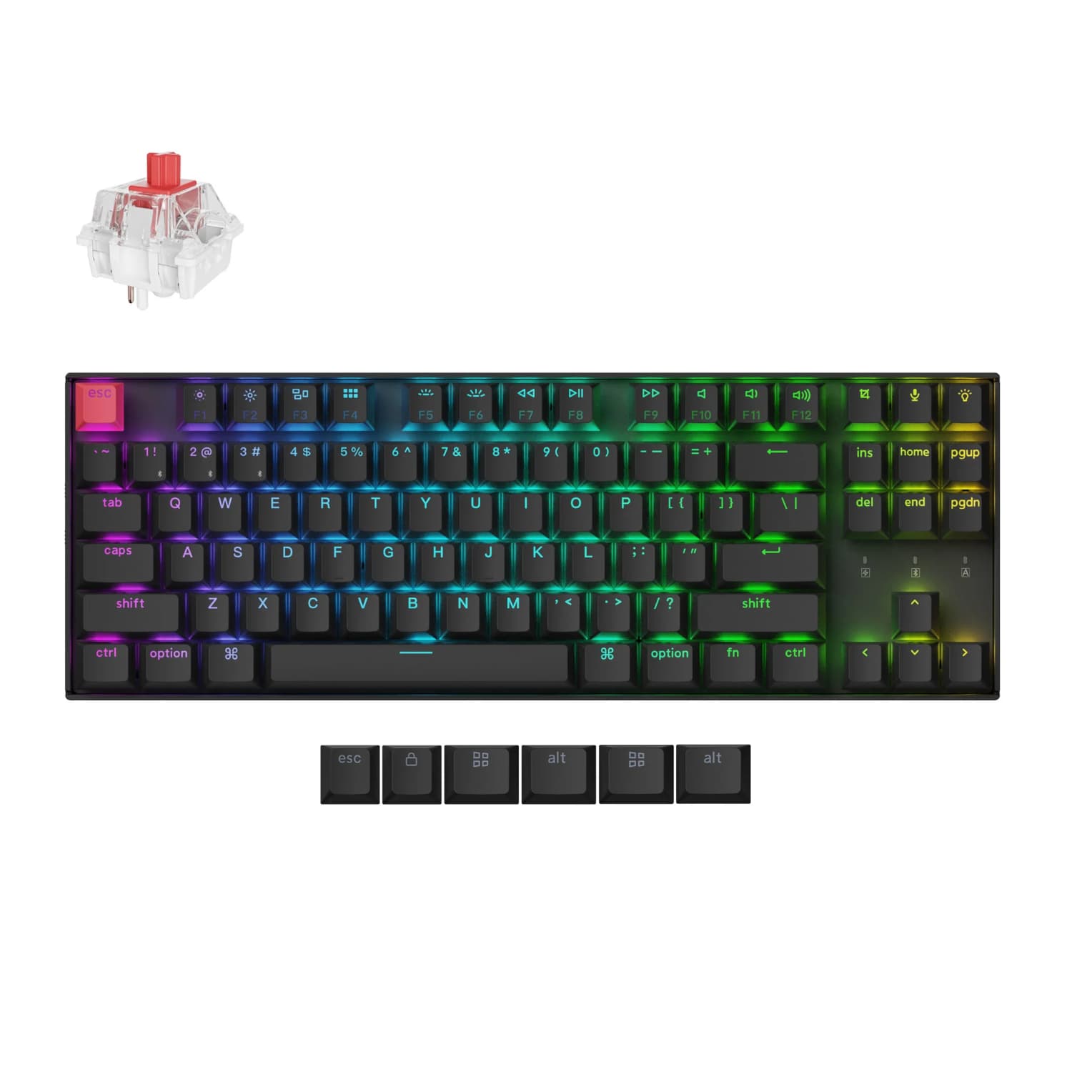 Keychron K8 QMK 80% TKL Wireless Mechanical Keyboard V2 Red Switches - Black — image 1