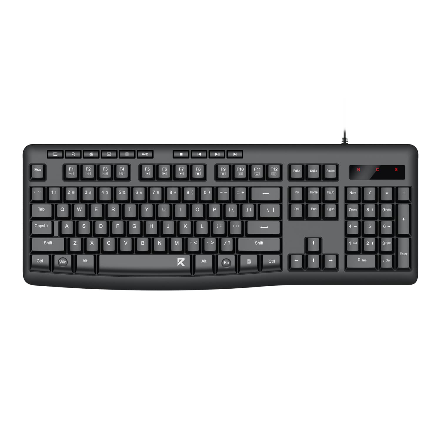 Redragon BK-7366 Full-size Ergonomic Wired Membrane Office Keyboard - Black — image 1