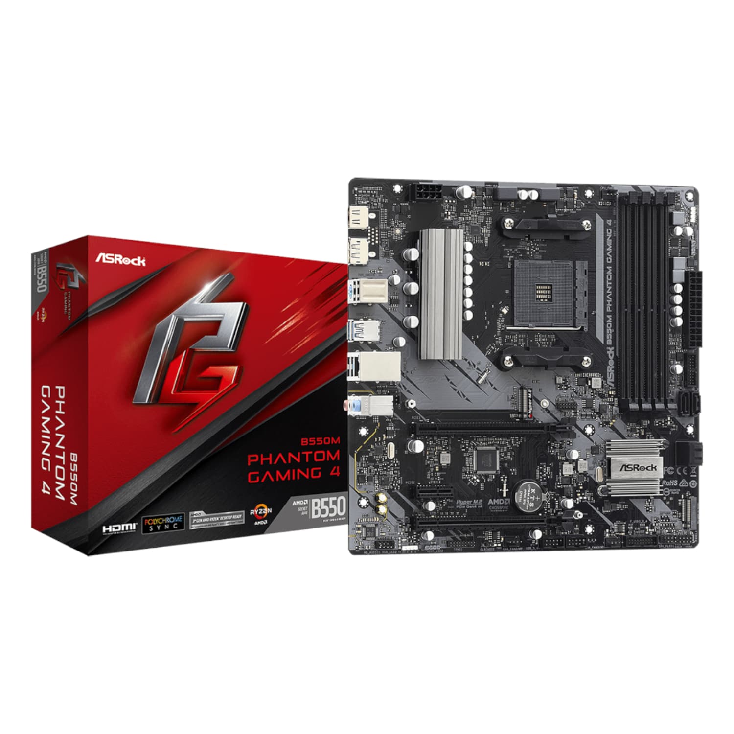 ASRock B550 Phantom Gaming 4 AM4 M-ATX Motherboard — image 1