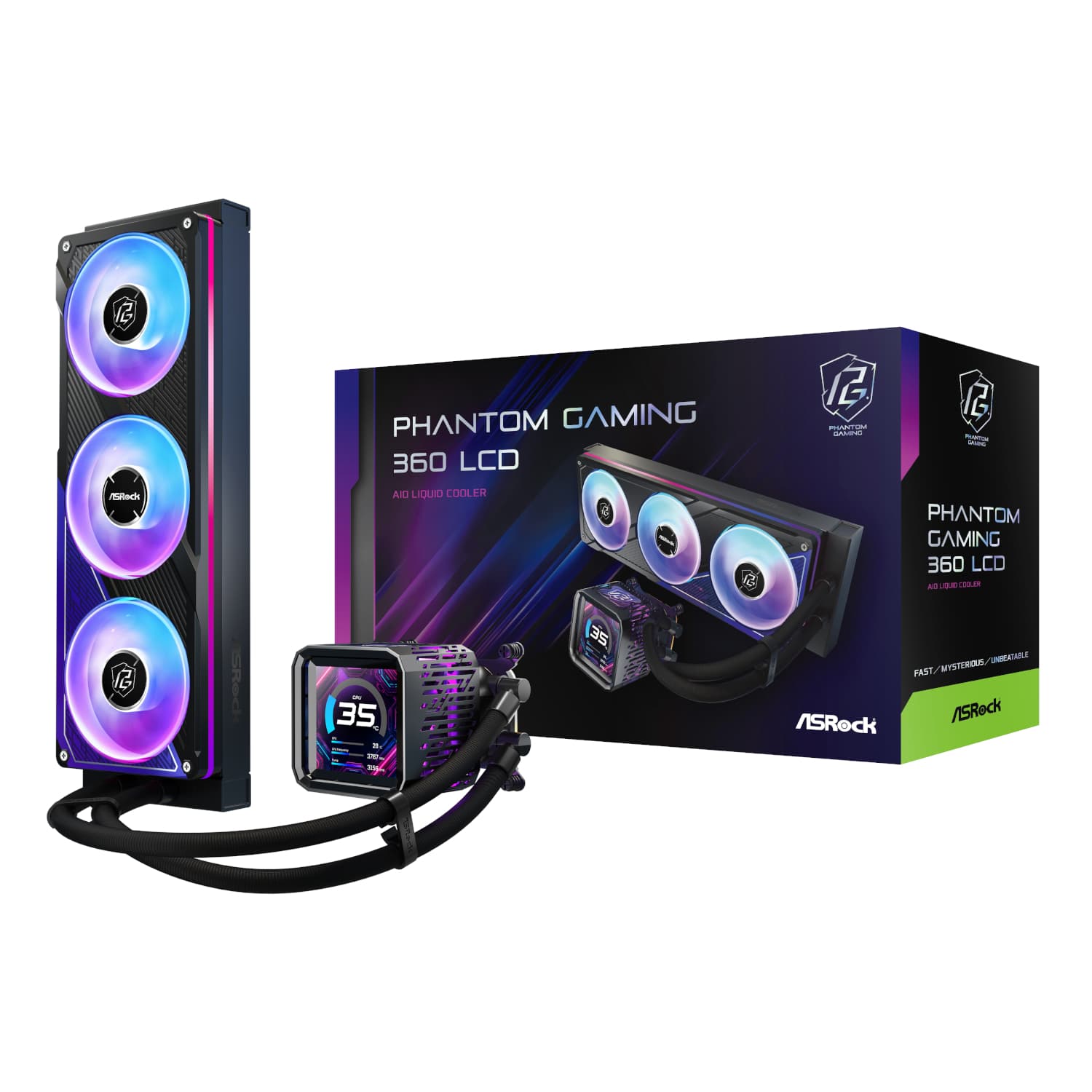 ASRock Phantom Gaming 360 LCD All-in-one Liquid CPU Cooler - Black — image 1
