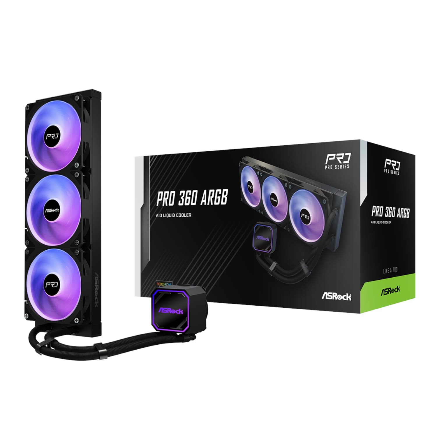 ASRock PRO 360 ARGB All-in-one Liquid CPU Cooler - Black — image 1