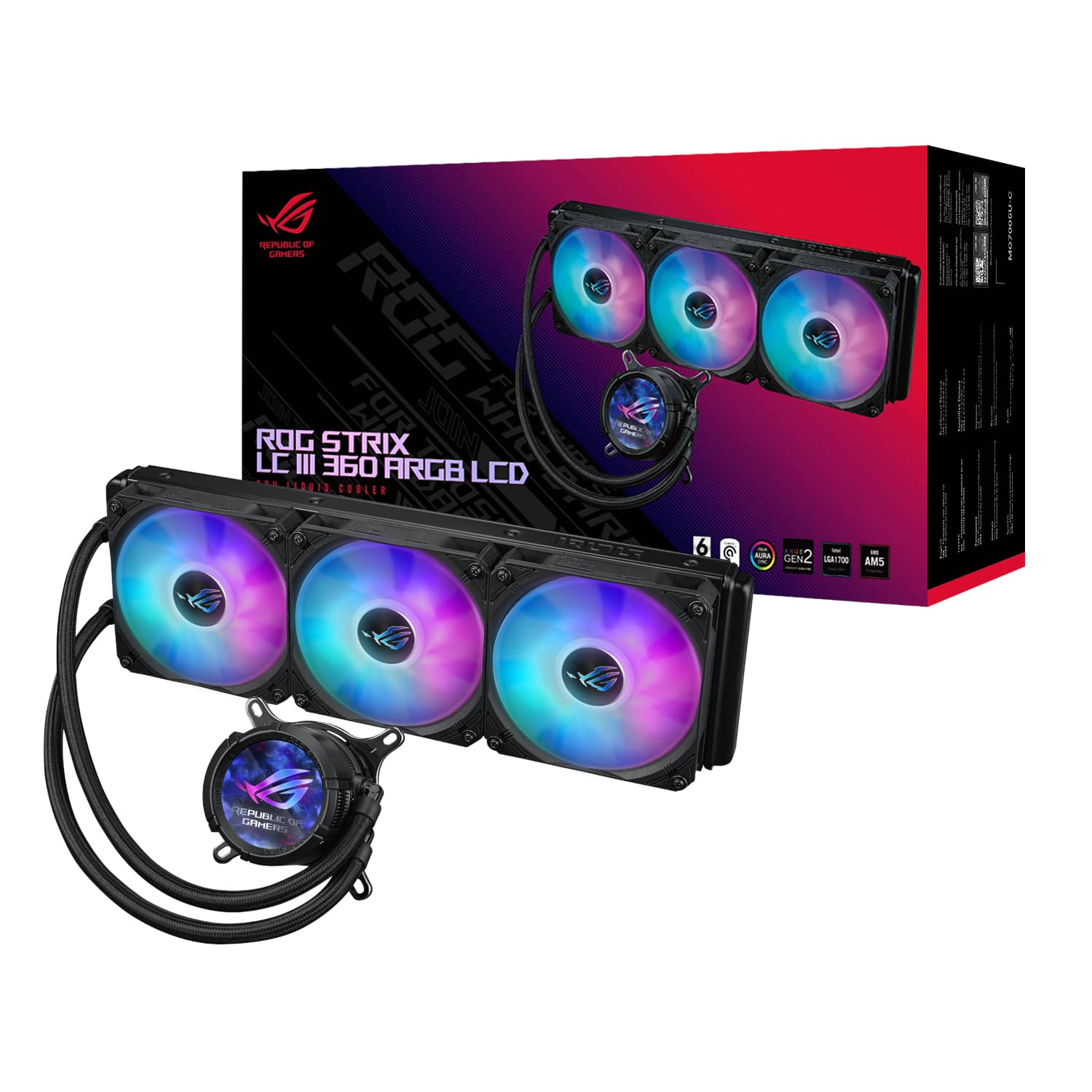 Asus ROG STRIX LC III 360 ARGB LCD All-in-one CPU Liquid Cooler - Black — image 1