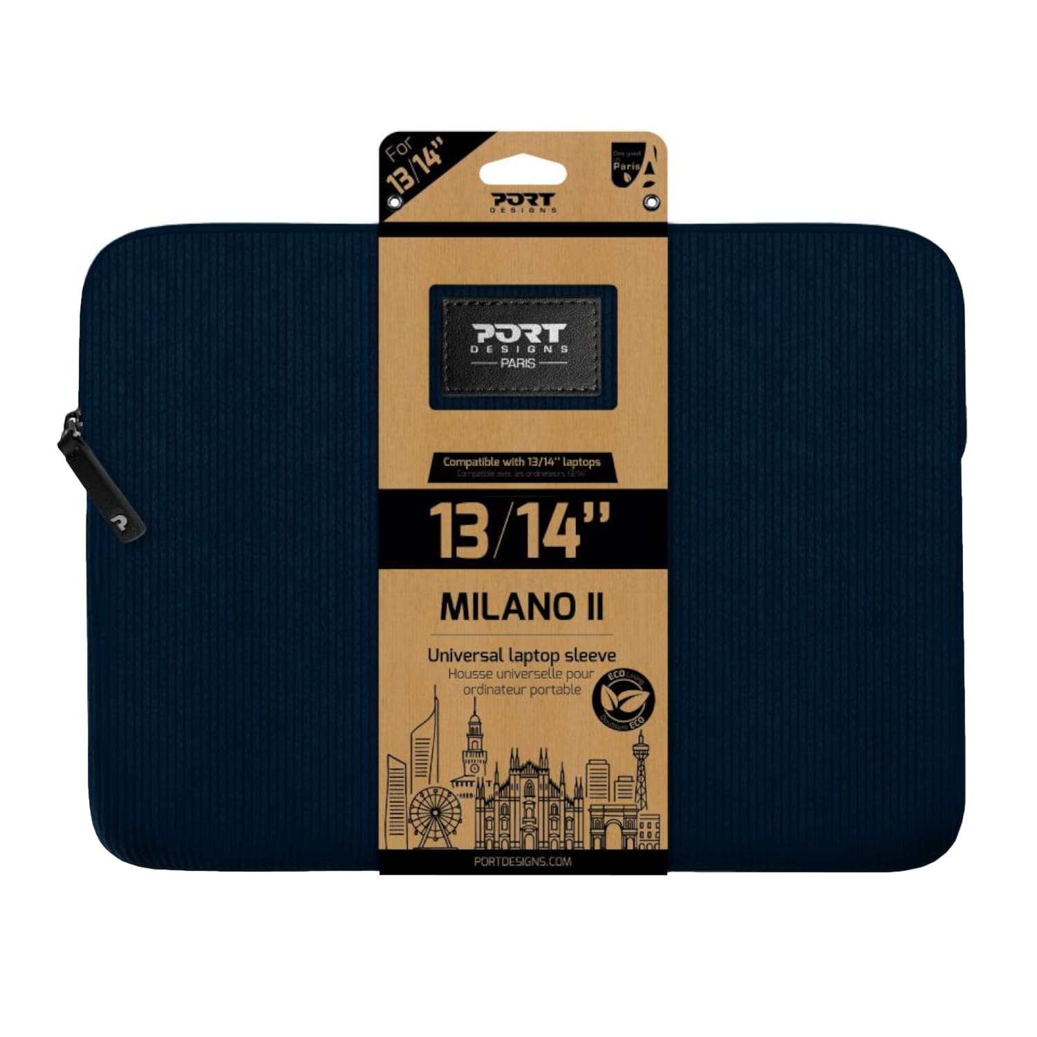 Port Designs Milano II Eco 13/14" Universal Laptop Sleeve - Navy Blue — image 1