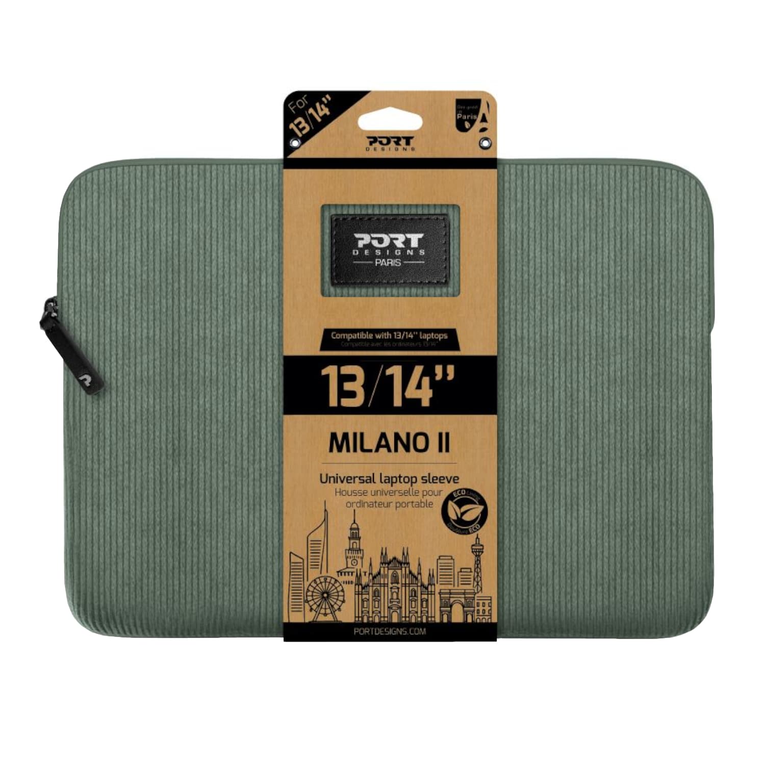 Port Designs Milano II Eco 13/14" Universal Laptop Sleeve - Sage Green — image 1
