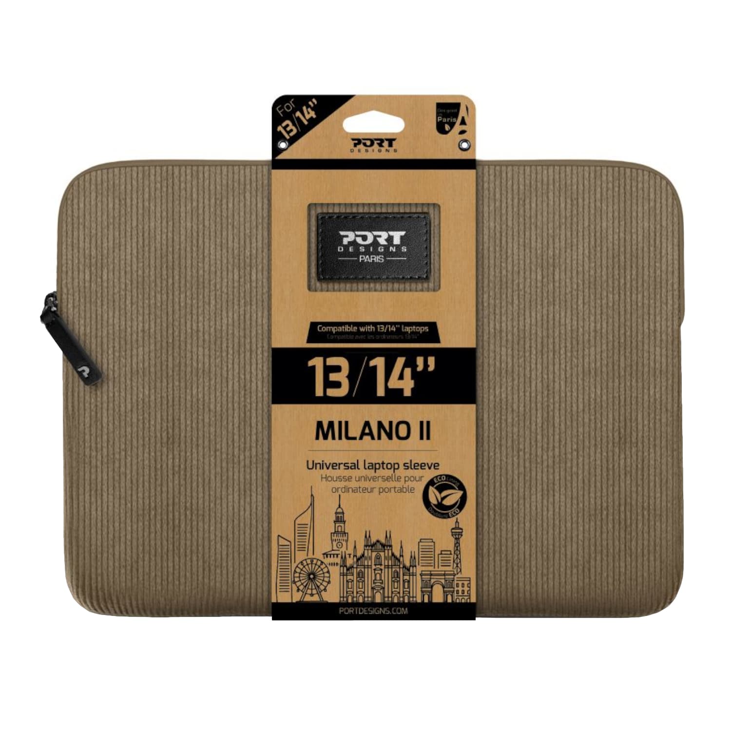 Port Designs Milano II Eco 13/14" Universal Laptop Sleeve - Desert Brown — image 1