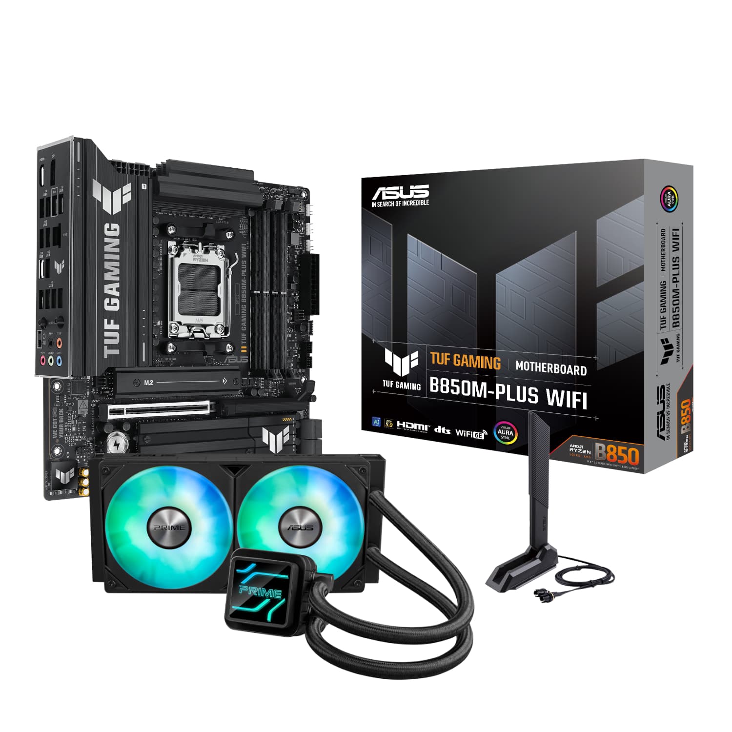 Asus TUF Gaming B850M-PLUS WIFI and Asus Prime LC 240 ARGB Liquid CPU Cooler Bundle — image 1