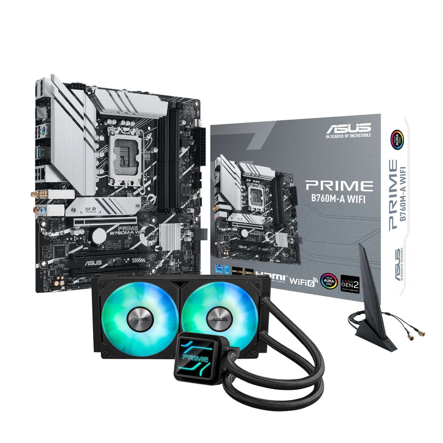 Asus PRIME B760M-A WIFI LGA1700 and Asus Prime LC 240 ARGB Liquid CPU Cooler Bundle — image 1