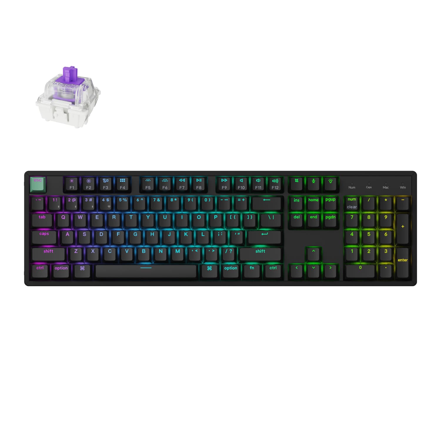 Keychron K10 HE 100% Hot-Swap Gateron Dbl-Rail Nebula Switch RGB Wireless Keyboard - Black — image 1