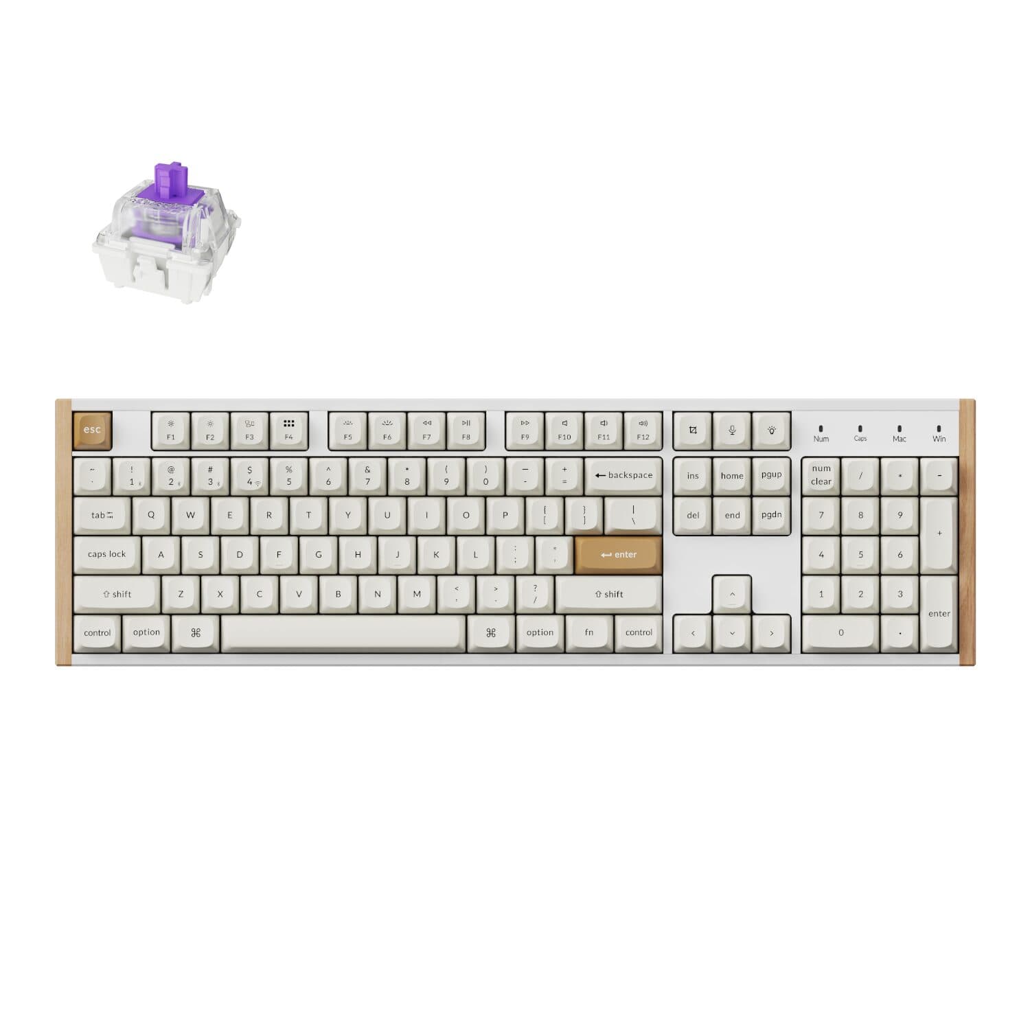 Keychron K10 HE Special Edition Full-size Hot-Swap Gateron Dbl-Rail Nebula Switch RGB Wireless Keyboard - White (Wood + Al) — image 1