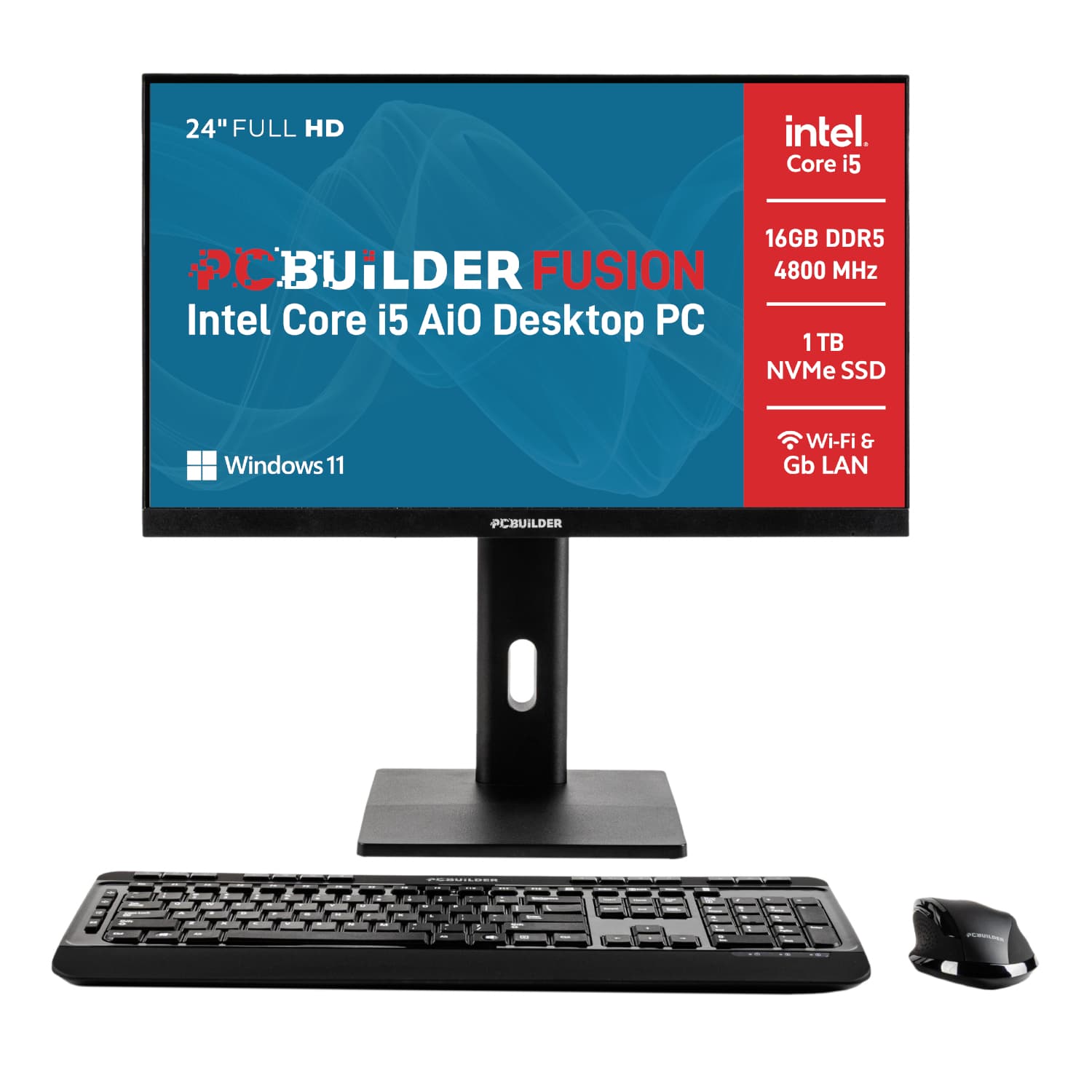 PCBuilder FUSION 24″ Intel Core i5-12400 16GB DDR5 1TB Windows 11 Pro AiO Desktop PC — image 1