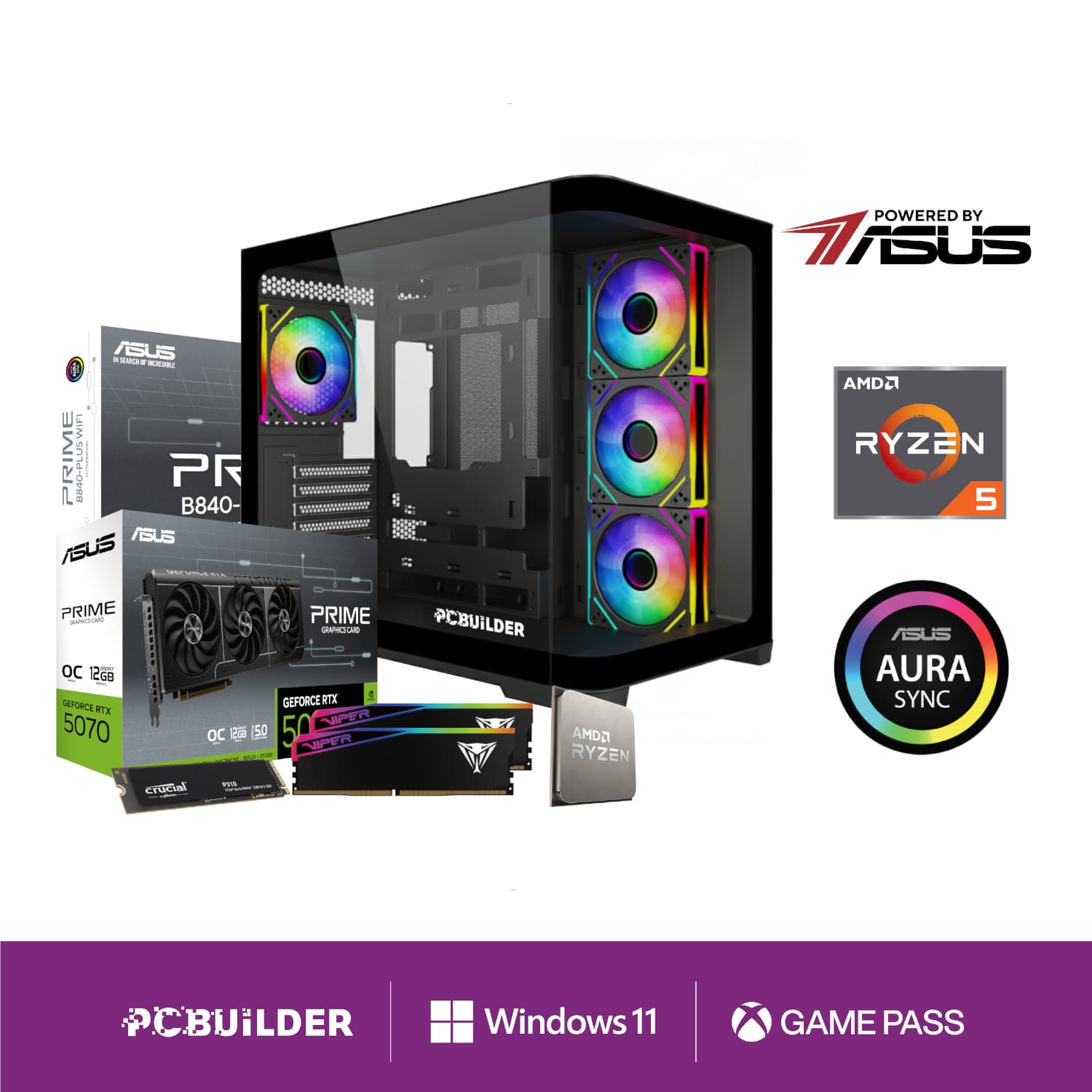 PCBuilder Ryzen 5 7600 MAVERICK Windows 11 Gaming PC — image 1