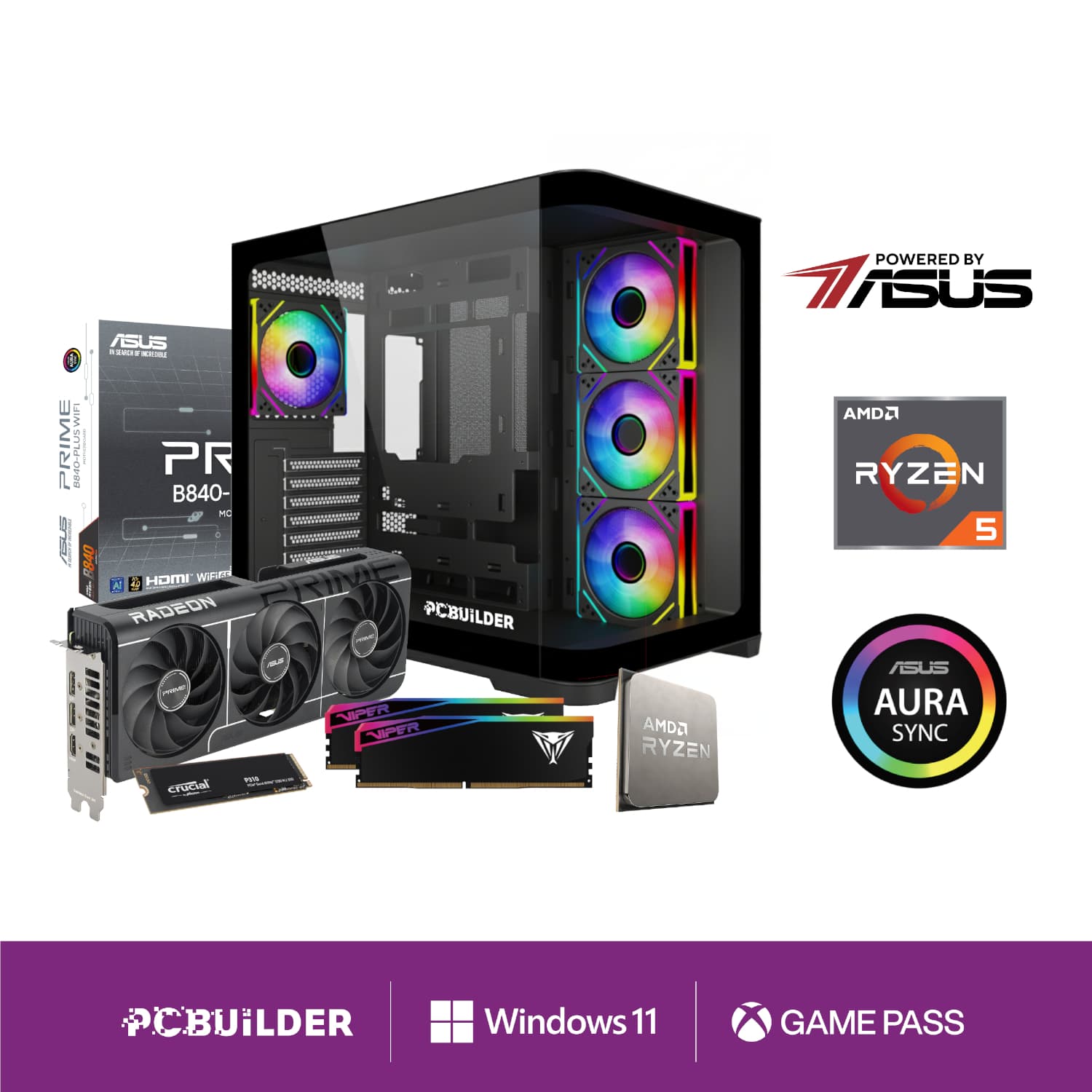 PCBuilder Ryzen 5 7600 SEEKER Windows 11 Gaming PC — image 1