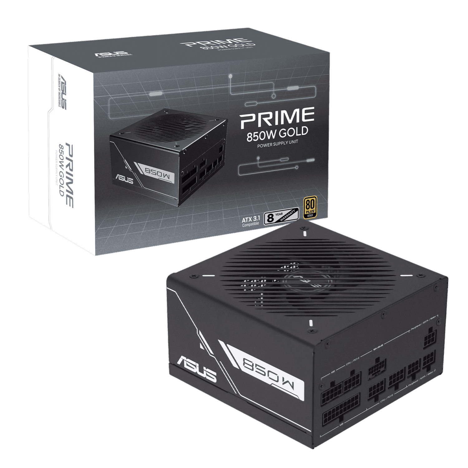 ASUS Prime 850W 80PLUS Gold Black Edition PCIe 5.0 Modular Power Supply — image 1